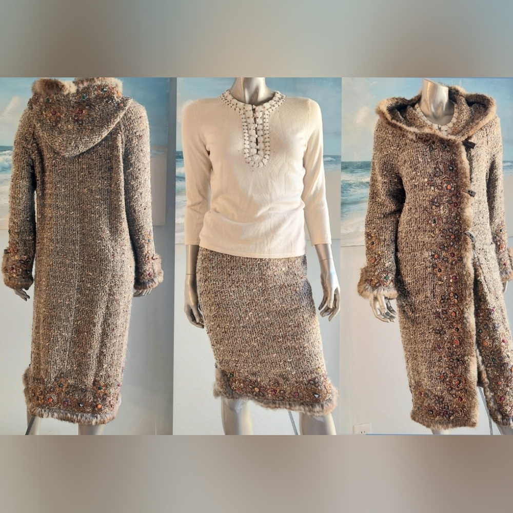 *$13,900 OSCAR DE LA RENTA MOHAIR COAT SKIRT CASMERE SUIT 4 M